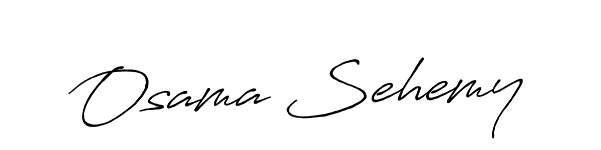 Make a beautiful signature design for name Osama Sehemy. With this signature (Antro_Vectra_Bolder) style, you can create a handwritten signature for free. Osama Sehemy signature style 7 images and pictures png