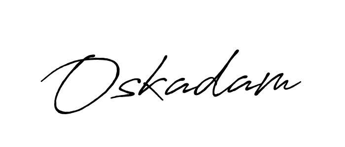 Use a signature maker to create a handwritten signature online. With this signature software, you can design (Antro_Vectra_Bolder) your own signature for name Oskadam. Oskadam signature style 7 images and pictures png