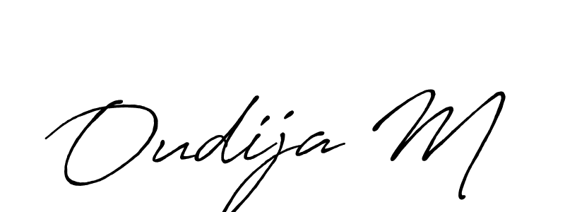 if you are searching for the best signature style for your name Oudija M. so please give up your signature search. here we have designed multiple signature styles  using Antro_Vectra_Bolder. Oudija M signature style 7 images and pictures png