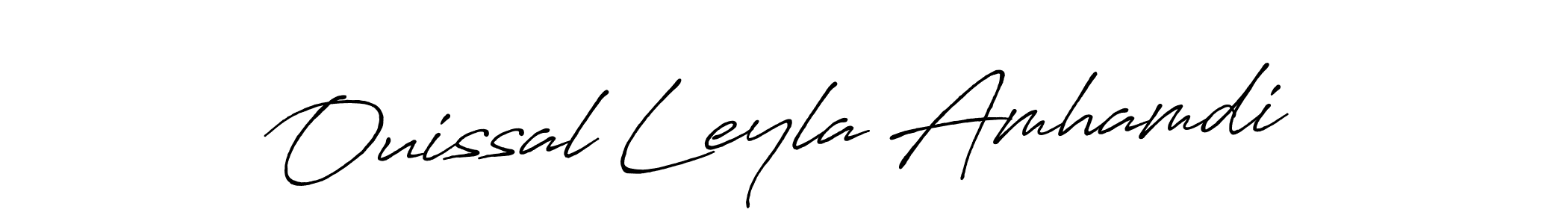 The best way (Antro_Vectra_Bolder) to make a short signature is to pick only two or three words in your name. The name Ouissal Leyla Amhamdi include a total of six letters. For converting this name. Ouissal Leyla Amhamdi signature style 7 images and pictures png