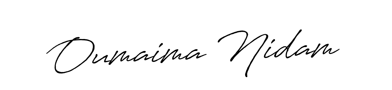 The best way (Antro_Vectra_Bolder) to make a short signature is to pick only two or three words in your name. The name Oumaima Nidam include a total of six letters. For converting this name. Oumaima Nidam signature style 7 images and pictures png