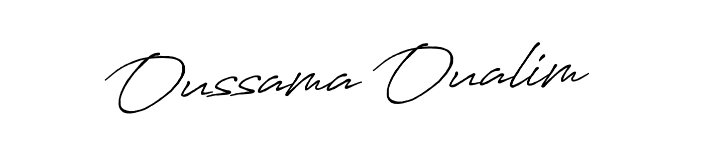 Use a signature maker to create a handwritten signature online. With this signature software, you can design (Antro_Vectra_Bolder) your own signature for name Oussama Oualim. Oussama Oualim signature style 7 images and pictures png