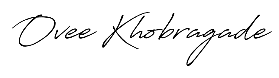 The Antro_Vectra_Bolder typeface gives name Ovee Khobragade a refined look. Suitable for certificates, diplomas, and official verification. Ovee Khobragade signature style 7 images and pictures png