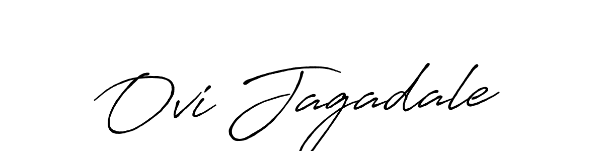 How to make Ovi Jagadale name signature. Use Antro_Vectra_Bolder style for creating short signs online. This is the latest handwritten sign. Ovi Jagadale signature style 7 images and pictures png