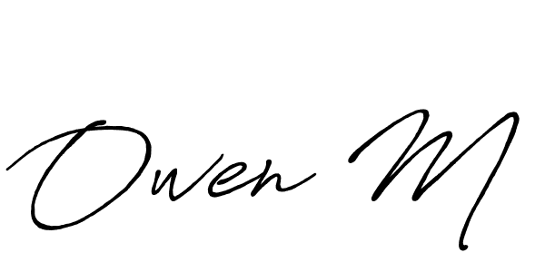 How to make Owen M name signature. Use Antro_Vectra_Bolder style for creating short signs online. This is the latest handwritten sign. Owen M signature style 7 images and pictures png