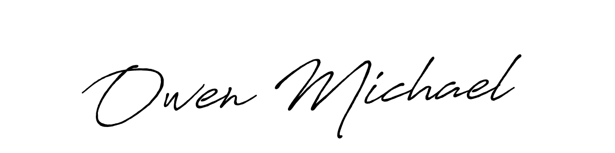 Make a beautiful signature design for name Owen Michael. With this signature (Antro_Vectra_Bolder) style, you can create a handwritten signature for free. Owen Michael signature style 7 images and pictures png