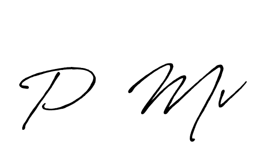 Similarly Antro_Vectra_Bolder is the best handwritten signature design. Signature creator online .You can use it as an online autograph creator for name P  Mv. P  Mv signature style 7 images and pictures png