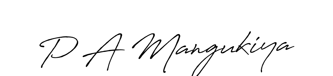 How to make P A Mangukiya name signature. Use Antro_Vectra_Bolder style for creating short signs online. This is the latest handwritten sign. P A Mangukiya signature style 7 images and pictures png