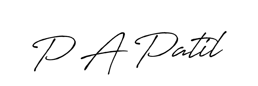 How to make P A Patil name signature. Use Antro_Vectra_Bolder style for creating short signs online. This is the latest handwritten sign. P A Patil signature style 7 images and pictures png