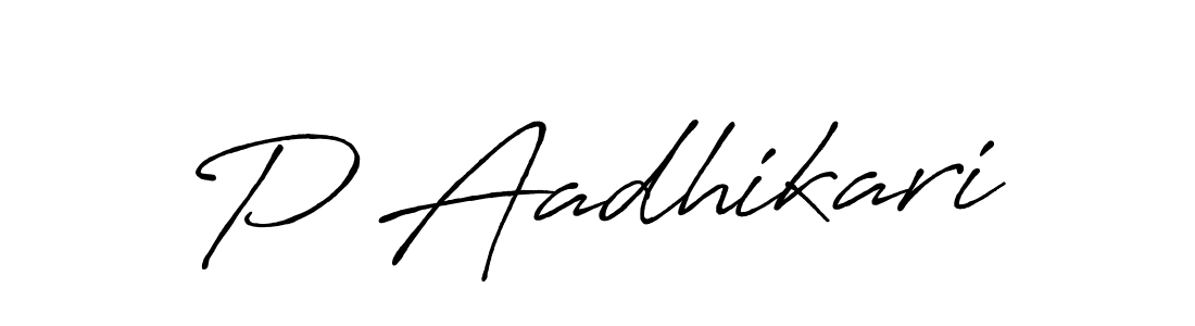 P Aadhikari stylish signature style. Best Handwritten Sign (Antro_Vectra_Bolder) for my name. Handwritten Signature Collection Ideas for my name P Aadhikari. P Aadhikari signature style 7 images and pictures png
