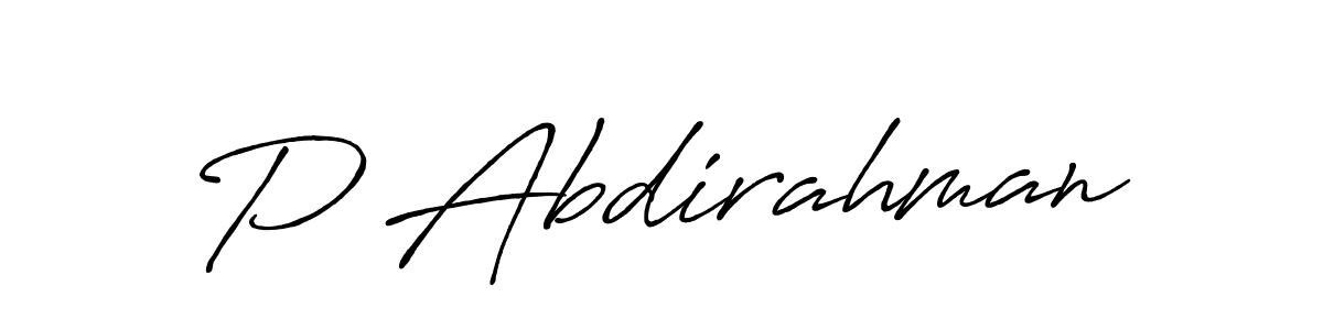 if you are searching for the best signature style for your name P Abdirahman. so please give up your signature search. here we have designed multiple signature styles  using Antro_Vectra_Bolder. P Abdirahman signature style 7 images and pictures png