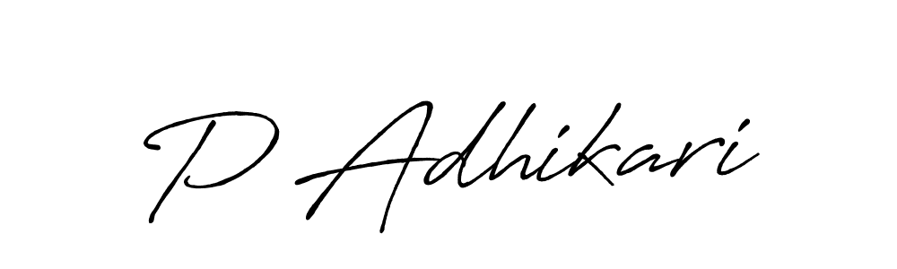 The best way (Antro_Vectra_Bolder) to make a short signature is to pick only two or three words in your name. The name P Adhikari include a total of six letters. For converting this name. P Adhikari signature style 7 images and pictures png