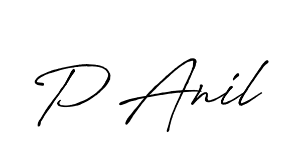 How to make P Anil name signature. Use Antro_Vectra_Bolder style for creating short signs online. This is the latest handwritten sign. P Anil signature style 7 images and pictures png