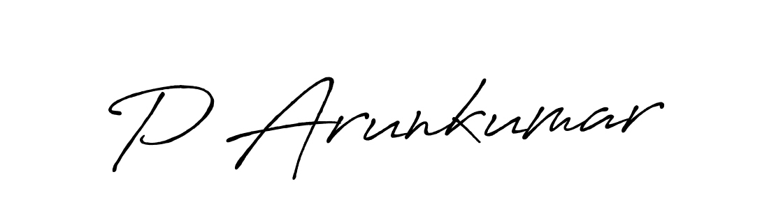 Use a signature maker to create a handwritten signature online. With this signature software, you can design (Antro_Vectra_Bolder) your own signature for name P Arunkumar. P Arunkumar signature style 7 images and pictures png