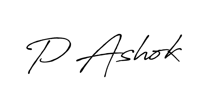 Create a beautiful signature design for name P Ashok. With this signature (Antro_Vectra_Bolder) fonts, you can make a handwritten signature for free. P Ashok signature style 7 images and pictures png