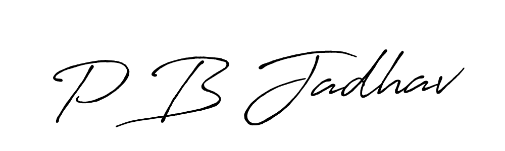 Use a signature maker to create a handwritten signature online. With this signature software, you can design (Antro_Vectra_Bolder) your own signature for name P B Jadhav. P B Jadhav signature style 7 images and pictures png