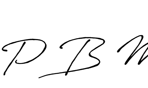 Similarly Antro_Vectra_Bolder is the best handwritten signature design. Signature creator online .You can use it as an online autograph creator for name P B M. P B M signature style 7 images and pictures png