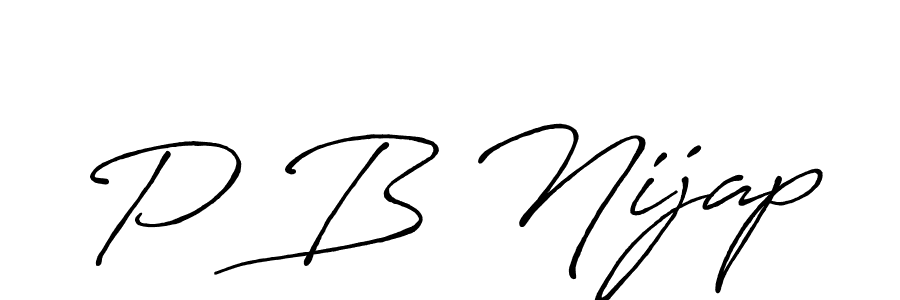 Make a beautiful signature design for name P B Nijap. With this signature (Antro_Vectra_Bolder) style, you can create a handwritten signature for free. P B Nijap signature style 7 images and pictures png