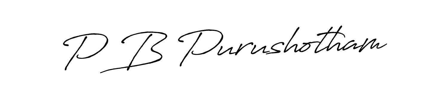 How to make P B Purushotham name signature. Use Antro_Vectra_Bolder style for creating short signs online. This is the latest handwritten sign. P B Purushotham signature style 7 images and pictures png