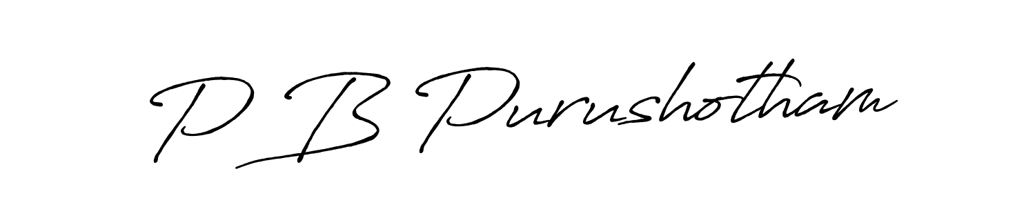 How to make P B Purushotham name signature. Use Antro_Vectra_Bolder style for creating short signs online. This is the latest handwritten sign. P B Purushotham signature style 7 images and pictures png