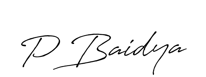 How to make P Baidya name signature. Use Antro_Vectra_Bolder style for creating short signs online. This is the latest handwritten sign. P Baidya signature style 7 images and pictures png
