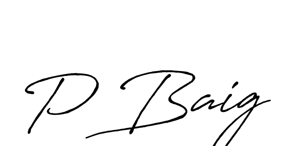 Design your own signature with our free online signature maker. With this signature software, you can create a handwritten (Antro_Vectra_Bolder) signature for name P Baig. P Baig signature style 7 images and pictures png