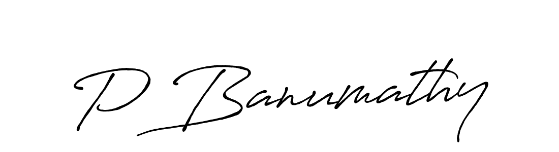 P Banumathy stylish signature style. Best Handwritten Sign (Antro_Vectra_Bolder) for my name. Handwritten Signature Collection Ideas for my name P Banumathy. P Banumathy signature style 7 images and pictures png