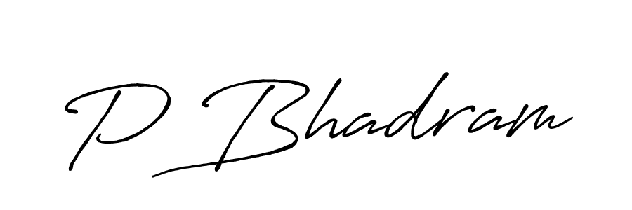 The best way (Antro_Vectra_Bolder) to make a short signature is to pick only two or three words in your name. The name P Bhadram include a total of six letters. For converting this name. P Bhadram signature style 7 images and pictures png