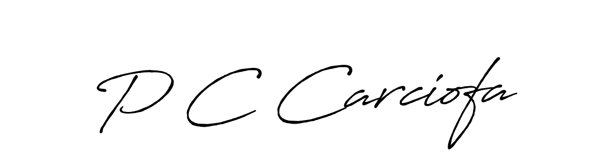 Create a beautiful signature design for name P C Carciofa. With this signature (Antro_Vectra_Bolder) fonts, you can make a handwritten signature for free. P C Carciofa signature style 7 images and pictures png