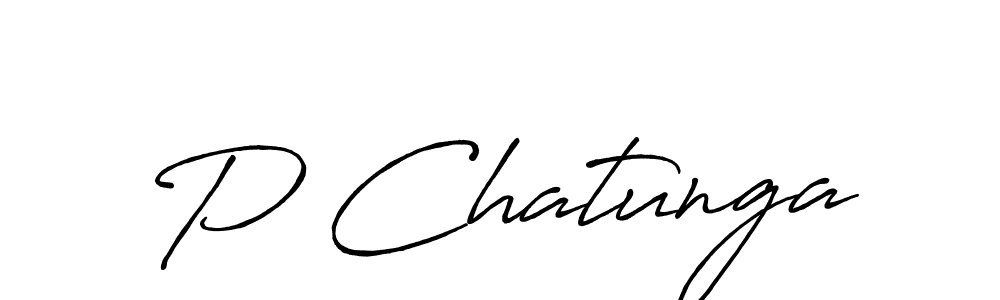 Design your own signature with our free online signature maker. With this signature software, you can create a handwritten (Antro_Vectra_Bolder) signature for name P Chatunga. P Chatunga signature style 7 images and pictures png