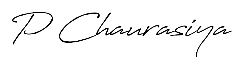 A stylish, flowing autograph style designed for name P Chaurasiya using Antro_Vectra_Bolder typography. Perfect for digital creative projects. P Chaurasiya signature style 7 images and pictures png