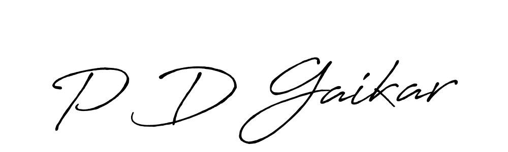 Make a beautiful signature design for name P D Gaikar. With this signature (Antro_Vectra_Bolder) style, you can create a handwritten signature for free. P D Gaikar signature style 7 images and pictures png