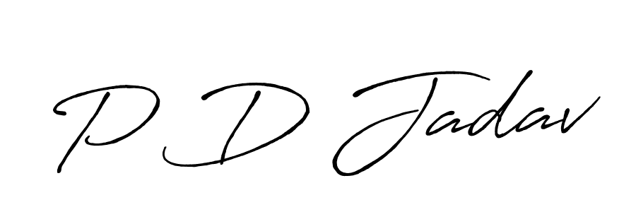 Make a beautiful signature design for name P D Jadav. With this signature (Antro_Vectra_Bolder) style, you can create a handwritten signature for free. P D Jadav signature style 7 images and pictures png