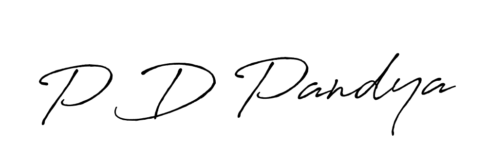 Make a beautiful signature design for name P D Pandya. With this signature (Antro_Vectra_Bolder) style, you can create a handwritten signature for free. P D Pandya signature style 7 images and pictures png