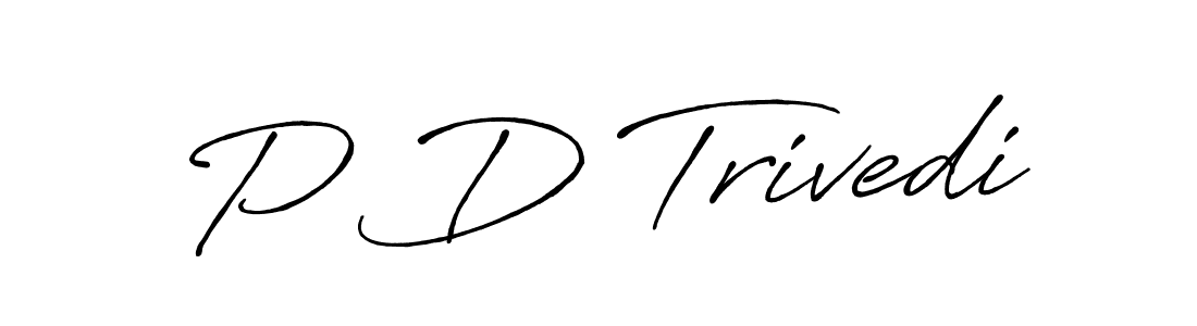 The best way (Antro_Vectra_Bolder) to make a short signature is to pick only two or three words in your name. The name P D Trivedi include a total of six letters. For converting this name. P D Trivedi signature style 7 images and pictures png