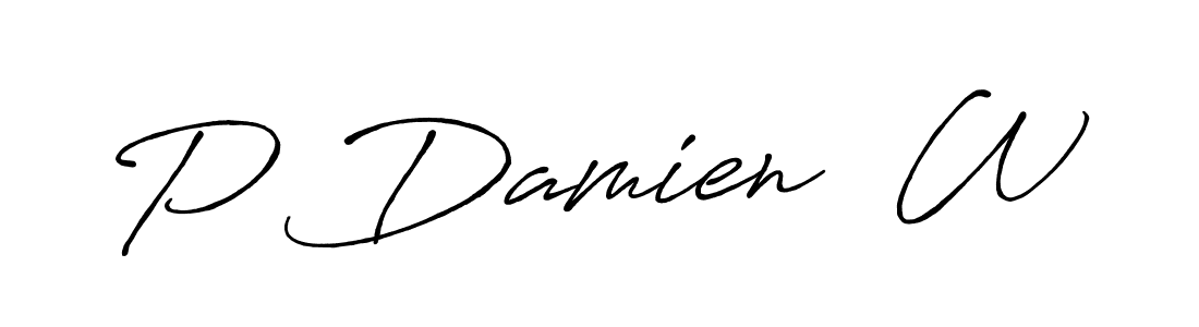 Create a beautiful signature design for name P Damien  W. With this signature (Antro_Vectra_Bolder) fonts, you can make a handwritten signature for free. P Damien  W signature style 7 images and pictures png