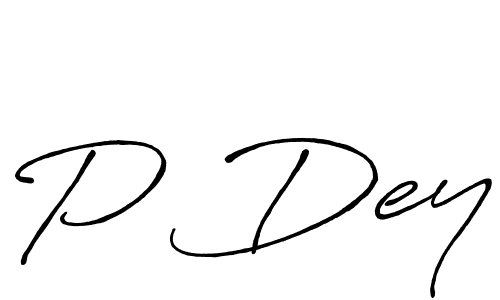 P Dey stylish signature style. Best Handwritten Sign (Antro_Vectra_Bolder) for my name. Handwritten Signature Collection Ideas for my name P Dey. P Dey signature style 7 images and pictures png