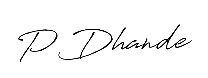 Create a beautiful signature design for name P Dhande. With this signature (Antro_Vectra_Bolder) fonts, you can make a handwritten signature for free. P Dhande signature style 7 images and pictures png