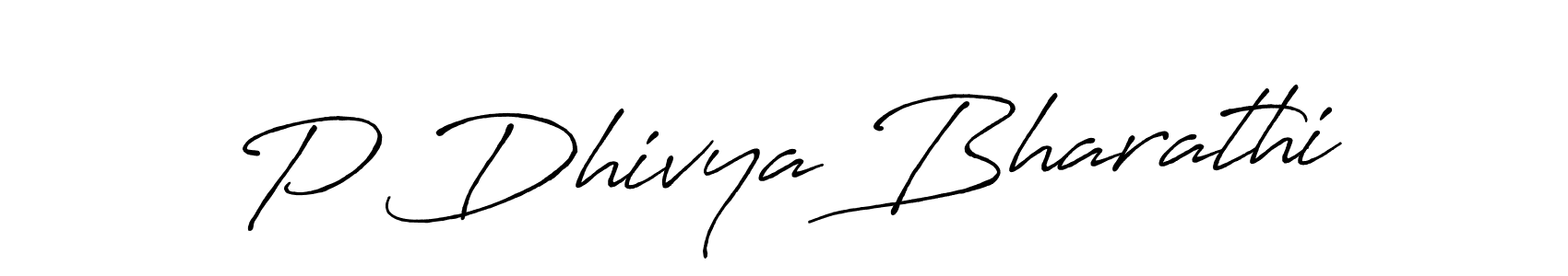 Make a beautiful signature design for name P Dhivya Bharathi. With this signature (Antro_Vectra_Bolder) style, you can create a handwritten signature for free. P Dhivya Bharathi signature style 7 images and pictures png
