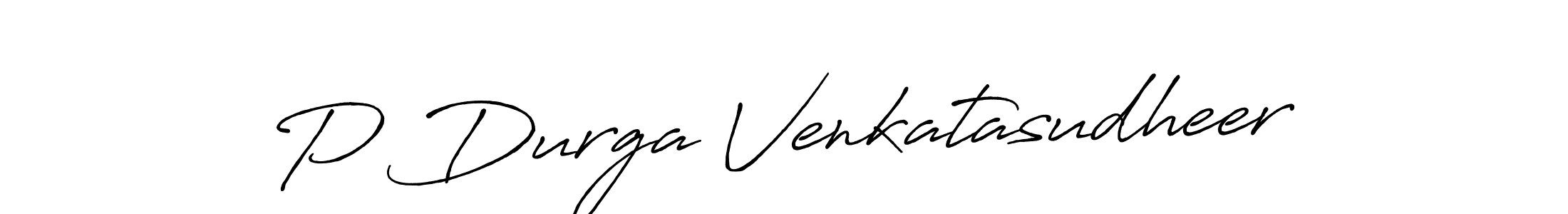 The best way (Antro_Vectra_Bolder) to make a short signature is to pick only two or three words in your name. The name P Durga Venkatasudheer include a total of six letters. For converting this name. P Durga Venkatasudheer signature style 7 images and pictures png