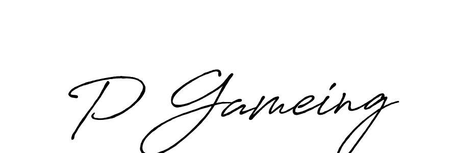 Design your own signature with our free online signature maker. With this signature software, you can create a handwritten (Antro_Vectra_Bolder) signature for name P Gameing. P Gameing signature style 7 images and pictures png