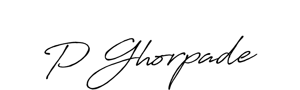 Use a signature maker to create a handwritten signature online. With this signature software, you can design (Antro_Vectra_Bolder) your own signature for name P Ghorpade. P Ghorpade signature style 7 images and pictures png