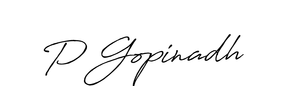 How to make P Gopinadh name signature. Use Antro_Vectra_Bolder style for creating short signs online. This is the latest handwritten sign. P Gopinadh signature style 7 images and pictures png