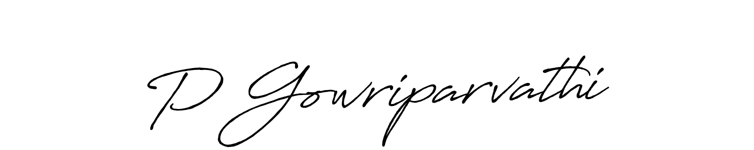 Use a signature maker to create a handwritten signature online. With this signature software, you can design (Antro_Vectra_Bolder) your own signature for name P Gowriparvathi. P Gowriparvathi signature style 7 images and pictures png