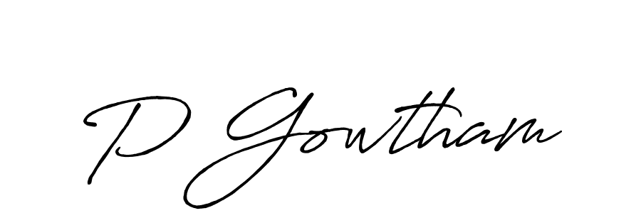 How to make P Gowtham signature? Antro_Vectra_Bolder is a professional autograph style. Create handwritten signature for P Gowtham name. P Gowtham signature style 7 images and pictures png