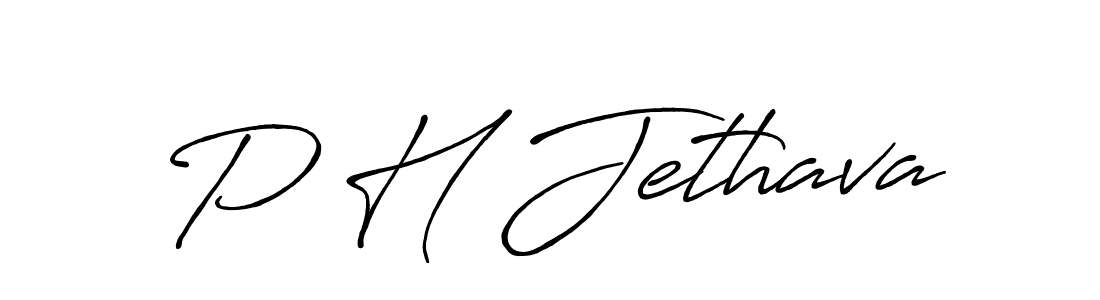Create a beautiful signature design for name P H Jethava. With this signature (Antro_Vectra_Bolder) fonts, you can make a handwritten signature for free. P H Jethava signature style 7 images and pictures png