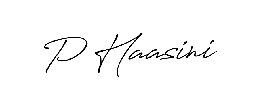 Use a signature maker to create a handwritten signature online. With this signature software, you can design (Antro_Vectra_Bolder) your own signature for name P Haasini. P Haasini signature style 7 images and pictures png