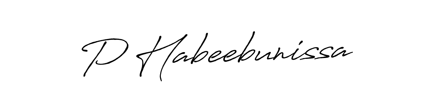 You should practise on your own different ways (Antro_Vectra_Bolder) to write your name (P Habeebunissa) in signature. don't let someone else do it for you. P Habeebunissa signature style 7 images and pictures png