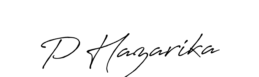 Use a signature maker to create a handwritten signature online. With this signature software, you can design (Antro_Vectra_Bolder) your own signature for name P Hazarika. P Hazarika signature style 7 images and pictures png