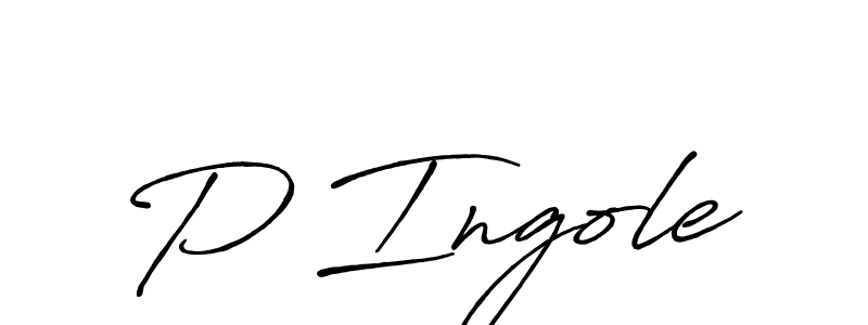 How to make P Ingole name signature. Use Antro_Vectra_Bolder style for creating short signs online. This is the latest handwritten sign. P Ingole signature style 7 images and pictures png